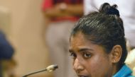 (FILES) In this file photo taken on March 20, 2018 Indian cricket captain Mithali Raj speaks during a press conference ahead of the Women's Tri-Series at the Board of Control for Cricket in India (BCCI) headquarters in Mumbai. GETTYOUT / AFP / Indranil MU