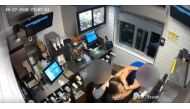 Screengrab of a video shows a suspect choking and pushing the store manager in a McDonald's restaurant in Santa Ana after she became combative when she entered the restaurant from a back door asking for ketchup and was told she could not be in that area o