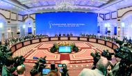 A general view shows Syrian regime representatives, opposition delegates and other attendees as they take part in the plenary session of Syria peace talks brokered by Iran, Russia and Turkey in Astana on November 29, 2018. AFP / Stanislav Filippov

