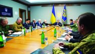 Ukrainian President Petro Poroshenko chairs a meeting with heads of military and security forces in Kiev, Ukraine November 30, 2018. Mykhailo Markiv/Ukrainian Presidential Press Service/via Reuters 
