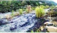 Mud and debris flow from the Holy Fire burn area after flash flooding, on Trabuco Canyon Road, California, U.S. November 29, 2018 in this still image taken from social media video November 30, 2018. AJ Jaime, OC Public Works//via Reuters