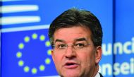 In this file photo taken on December 13, 2016, Slovakia's Foreign Minister Miroslav Lajcak gives a press conference at the end of a general affairs council at the European Council in Brussels. AFP / Emmanuel Dunand
