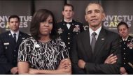 A still from a video provided by Kensington Palace April 29, 2016 showing Barack Obama and Michelle Obama taking part in a video promoting the upcoming Invictus Games in Orlando, Florida. (EPA) 