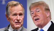 This combination of file pictures created on December 01, 2018 shows, former president George H.W. Bush (L) on October 16, 2009, in College Station, Texas; and President Donald Trump on November 7, 2018, in Washington, DC.  AFP / Mandel Ngan 