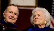 George HW Bush and Barbara Bush attend the Texas A and M University commencement ceremony in Texas, December 12, 2008. Reuters/Larry Downing