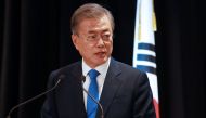 South Korea's President Moon Jae-in attends a joint press conference in Auckland with New Zealand Prime Minister Jacinda Adern (not pictured) on December 4, 2018. / AFP / Diego Opatowsk 