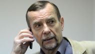 Russian human rights advocate Lev Ponomarev attends a press conference in Moscow on February 07, 2013 .AFP/Kirill Kudryavtsev 