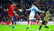 Manchester City's Leroy Sane scores their first goal. Reuters/David Klein