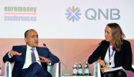 Joseph Abraham (left), Group Chief Executive Officer of Commercial Bank, being interviewed at the opening session of the Euromoney Conference 2018 at the St Regis Hotel in Doha yesterday. 
Pic: Salim Matramkot / The Peninsula 