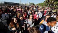 Students march to a park as part of a National School Walkout to honor the 17 students and staff members killed at a school in Parkland, Florida, March 14, 2018. Reuters/Joe Skipper