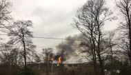 A fire is seen at Chester Zoo, Britain December 15, 2018 in this picture obtained from social media. REBECCA CLOUGH/ REUTERS