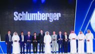Minister of State for Energy Affairs H E Saad bin Sherida Al Kaabi with top executives of Schlumberger and other dignitaries on the sidelines of the event.