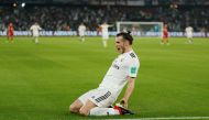  Real Madrid's Gareth Bale celebrates scoring their second goal. Reuters/Andrew Boyers