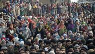 Kashmiri villagers gather near the bodies of four militants of Ansar Ghazwat-ul-Hind, a group which claims affiliation with Al-Qaeda, during a funeral procession at Dadsar village in Tral, south of Srinagar on December 22, 2018. AFP / TAUSEEF MUSTAFA