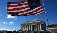 An American flag flies near the Lincoln Memorial on December 22, 2018 in Washington, DC. Olivier Douliery/Getty Images/AFP