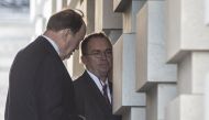 Incoming White House Chief of Staff Mick Mulvaney (R) speaks with US Senator Richard Shelby as they arrive at the US Capitol in Washington, DC, on December 22, 2018,  AFP / Andrew CABALLERO-REYNOLDS