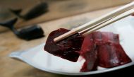 FILE PHOTO: Whale sashimi is pictured at a Japanese whale meat restaurant named 'Hogeisen', meaning whaling ship, in Tokyo January 16, 2008. REUTERS/Yuriko Nakao/File Photo