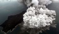 An aerial view of Anak Krakatau volcano during an eruption at Sunda strait in South Lampung, Indonesia, December 23, 2018 in this photo taken by Antara Foto. Antara Foto/Bisnis Indonesia/Nurul Hidayat/ via REUTERS 