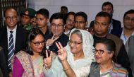 Prime Minister Sheikh Hasina gestures after casting her vote in the morning during the general election in Dhaka, Bangladesh, December 30, 2018. REUTERS 