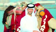 Serbia’s Novak Djokovic poses for a photograph at the Katara Cultural Village in Doha yesterday. 