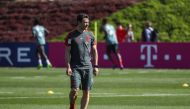 FC Bayern Munich's Croatian head coach Niko Kovac walks on the pitch as he oversees his players in a training session during their winter training camp at the Aspire Academy for Sports Excellence in the Qatari capital Doha on January 5, 2019.  AFP / KARIM