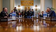 US Secretary of State Mike Pompeo meets with his Egyptian counterpart Sameh Shoukry at the ministry of foreign affairs in Cairo, Egypt, January 10, 2019. Andrew Caballero-Reynolds/pool via Reuters