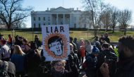Union workers demonstrate in front of the White House against the government shutdown on January 10, 2019, in Washington, DC.  AFP / Nicholas Kamm  

