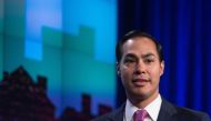 (FILES) In this file photo taken on September 02, 2015 US Housing and Urban Development (HUD) Secretary Julian Castro arrives to speak at the National Fair Housing Training and Policy Conference at the Housing and Urban Development Department in Washingto