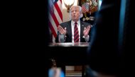 US President Donald Trump speaks during a meeting on border security in the Cabinet Room of the White House January 11, 2019 in Washington, DC. / AFP / Brendan Smialowski