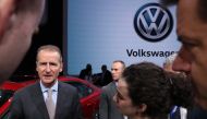 Dr. Herbert Diess, CEO, Volkswagen AG, speaks to members of the media during the reveal of new 2020 Passat at the North American International Auto Show in Detroit, Michigan, U.S., January 14, 2019. Reuters/Jonathan Ernst 