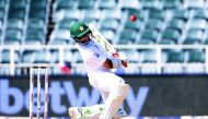 Pakistan batsman Imam-Ul-Haq avoids a bounce during the third day of the third Cricket Test match between South Africa and Pakistan at Wanderers cricket stadium in Johannesburg on January 13, 2019. AFP / Gianluigi Guercia
