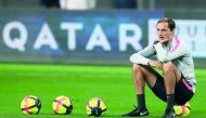 PSG’s German coach Thomas Tuchel looks on during the team’s winter training camp in Doha, yesterday.