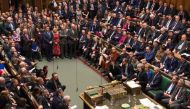 A handout photograph released by the UK Parliament shows Britain's Prime Minister Theresa May making a statement in the House of Commons in London on January 15, 2019 directly after MPs rejected the government's Brexit deal. AFP PHOTO /MARK DUFFY / UK Par