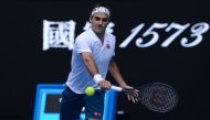 Roger Federer of Switzerland in action against Daniel Evans (not seen) of Britain during Australian Open 2019 Men's Singles match in Melbourne, Australia on January 16, 2019.  Recep ?akar - Anadolu 