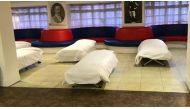 Camp beds are set up in a lounge in Crystal Palace's ground when temperatures drop below freezing. Credit: CRYSTAL PALACE F.C.
: 