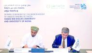 Dr Ahmad M Hasnah, President of HBKU and Professor Ahmed bin Khalfan Al Rawahi, Chancellor of University of Nizwa during the MoU signing.