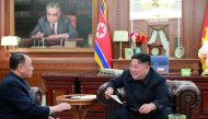 This January 23, 2019 picture released from North Korea's official Korean Central News Agency (KCNA) on January 24 shows North Korean leader Kim Jong Un (R) talking with Kim Yong Chol, vice-chairman of the WPK Central Committee and delegation leader of th