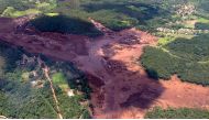 Aerial view taken after the collapse of a dam, which belonged to Brazil's giant mining company Vale, near the town of Brumadinho in southeastern Brazil, on January 25, 2019. AFP/Minas Gerais Fire Department
 
