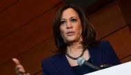 US Senator from California, Kamala Harris, addresses the media January, 21 2019 at Howard University in Washington, DC after announcing earlier in the day that she is seeking to become the first African American woman to hold the office of US president, j