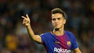 FILE PHOTO: Soccer Football - Santander La Liga - FC Barcelona vs Eibar - Camp Nou, Barcelona, Spain - September 19, 2017 Barcelona’s Denis Suarez celebrates scoring their third goal. REUTERS/Albert Gea