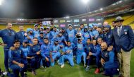India celebrates winning the ODI series following the fifth one-day international (ODI) cricket match between New Zealand and India in Wellington on February 3, 2019. AFP / Marty MELVILLE
