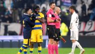 Parma's Gervinho celebrates after the match REUTERS/Massimo Pinca