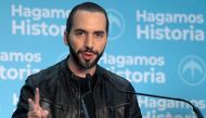 El Salvador presidential candidate Nayib Bukele of the Great National Alliance (GANA) speaks to the media after declaring victory in the presidential election in San Salvador on February 3, 2019. AFP / MARVIN RECINOS