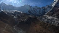 (FILES) This aerial file photo taken on November 22, 2018 shows a glacier in the Everest region of Nepal, in the Solukhumbu district some 140km northeast of Kathmandu. AFP / Prakash MATHEMA