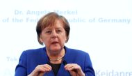 German Chancellor Angela Merkel delivers a speech at the German-Japanese Dialogue Forum in Tokyo, Japan February 5, 2019. REUTERS/Issei Kato