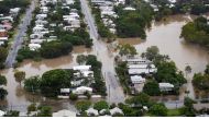 An aerial view shows flood waters in the suburb of Hyde Park, Townsville, North Queensland, Australia, February 4, 2019. AAP Image/Dave Acree/via REUTERS