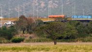General view of the Tienditas Bridge on the border between the Colombian city of Cucuta and Tachira, Venezuela, after Venezuelan military forces block the bridge with containers on February 5, 2019. AFP / SCHNEYDER MENDOZA