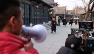 In this photo taken on January 29, 2019, actors film a scene for a Chinese TV series at Hengdian World Studios in Dongyang. AFP / MATTHEW KNIGHT