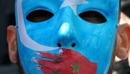 People protest at a Uyghur rally on February 5, 2019 in front of the US Mission to the United Nations, to encourage the State Department to fight for the freedom of the majority-Muslim Uighur population unjustly imprisoned in Chinese concentration camps. 