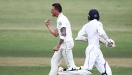 South Africa's Dale Steyn celebrates the wicket of Sri Lanka's Oshada Fernando during day 2 of the first test match between South Africa and Sri Lanka held at the Kingsmead Stadium in Durban, on February 14, 2019. AFP / Anesh Debiky
